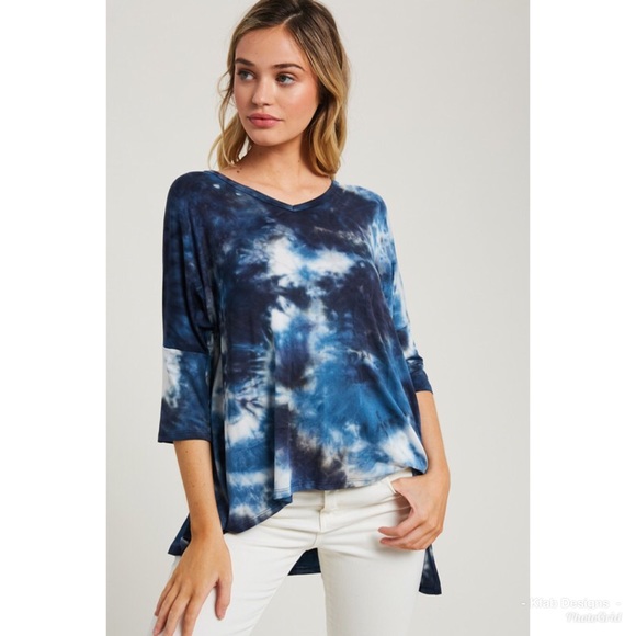 ❤️LAST 1! Navy Tie Dye Dolman Top! - Picture 3 of 9